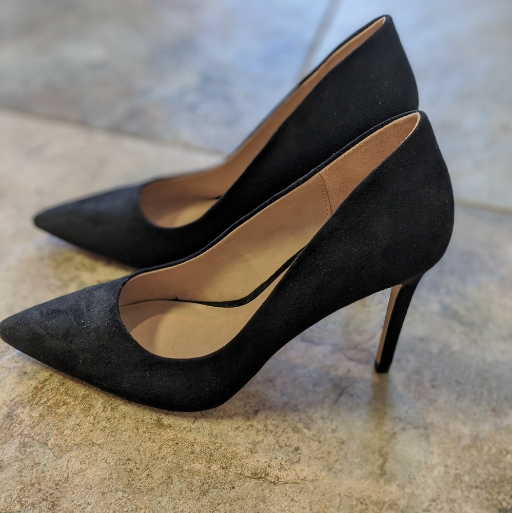 Black Faux Suede Pumps